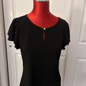 Calvin Klein Black Short Sleeve Keyhole Top